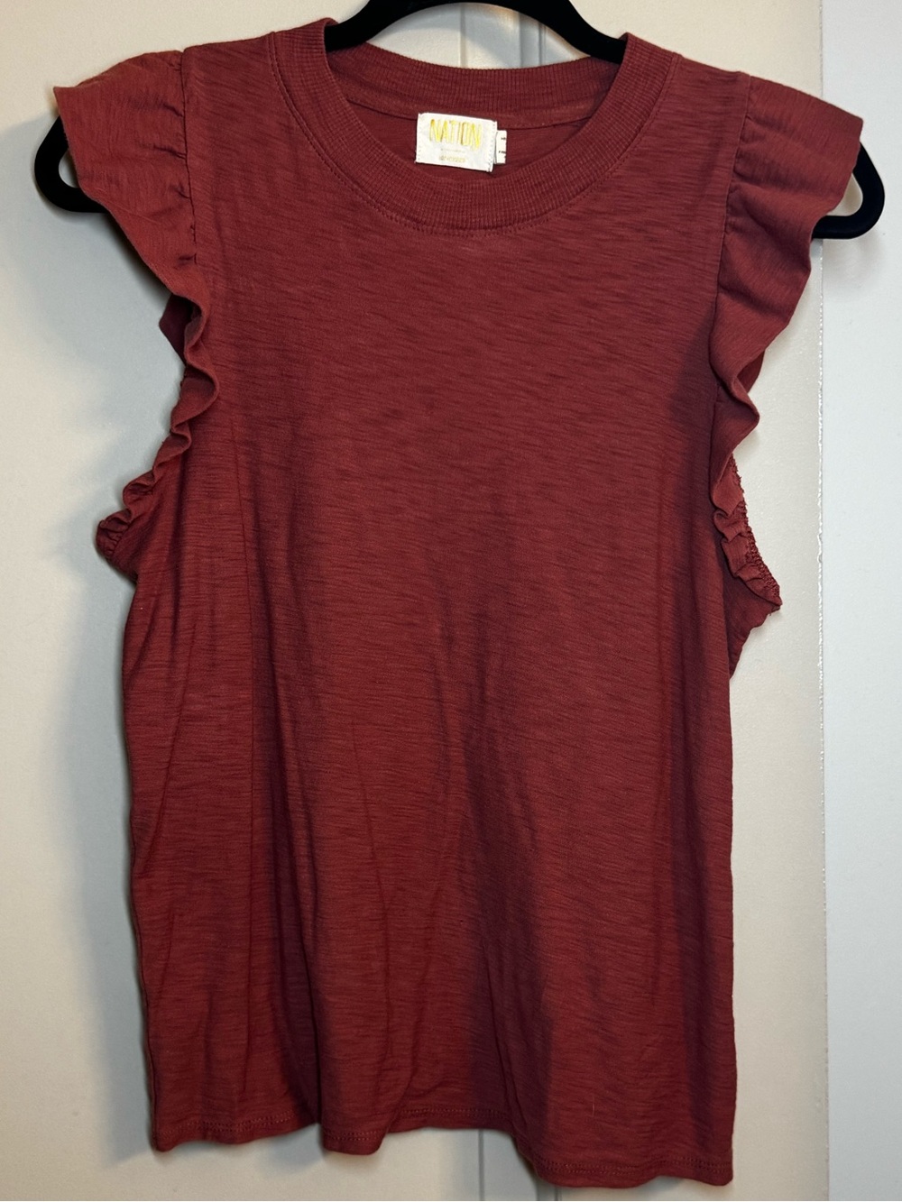Nation LTD Ruffle Sleeve Tank - Brick